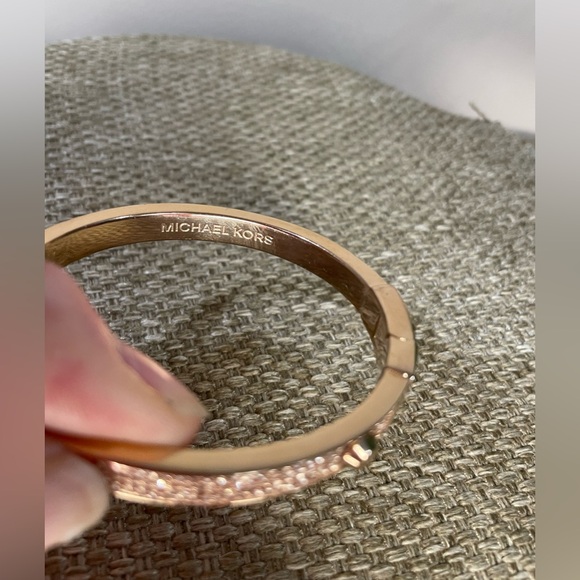 Michael Kors Gold Tone Hinged Bangle Bracelet with Swarovski Crystals - Picture 5 of 5
